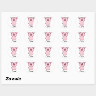 Sticker Rond Joli Cochon Rose Rose ! Animal de ferme