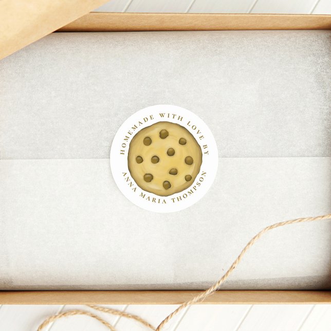 Sticker Rond Joli cookie fait maison avec amour  (Créateur téléchargé)
