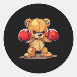 Sticker Rond Joli Costume D'Ours Drôle Pour Les Amateurs De Box