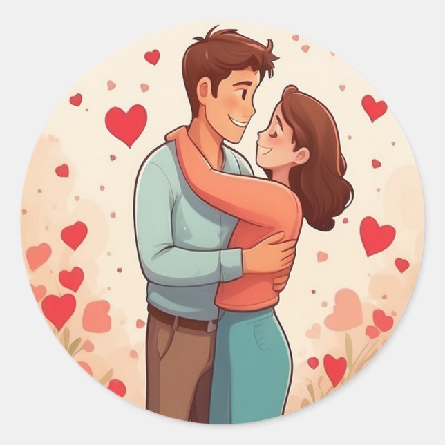 Sticker Rond Joli couple (Devant)