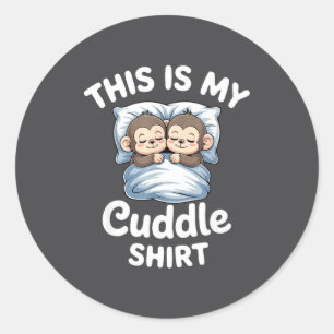 Sticker Rond Joli Couple de Singes Endormis C'est Mon Câlin