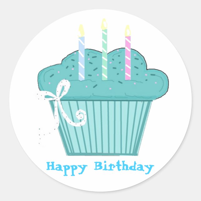 Sticker Rond Joli Cupcake d'anniversaire (Devant)
