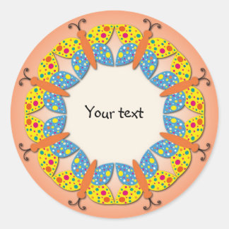 Sticker Rond Joli design de bordure papillon coloré