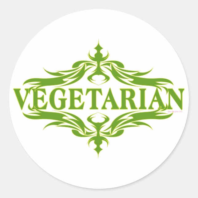 Sticker Rond Joli design végétarien (Devant)