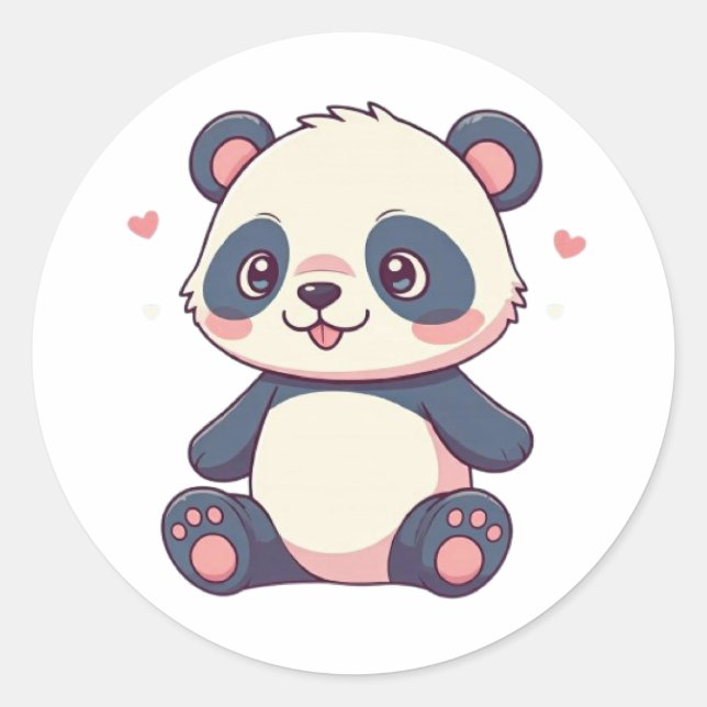Sticker Rond Joli dessin de dessin de style bébé panda design (Devant)