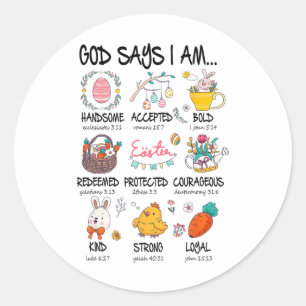 Sticker Rond Joli Dieu dit que je suis chrétien Jésus Joyeuses
