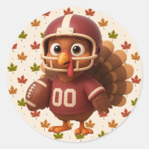Sticker Rond Joli dindon de football du jour de Thanksgiving