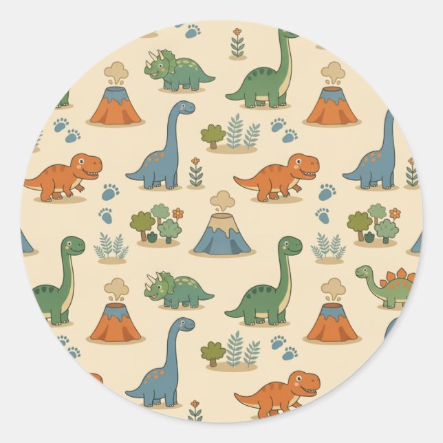 Sticker Rond Joli Dino  (Devant)