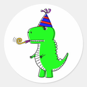 Sticker Rond Joli Dinosaur d'anniversaire