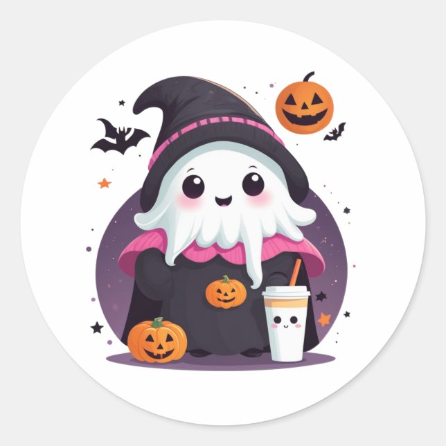 Sticker Rond joli. drôle chocolat fantôme halloween (Devant)