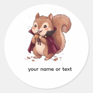 Sticker Rond Joli Écureuil Vampire avec Cape de Halloween en Gl