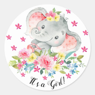 Sticker Rond Joli éléphant C'est une chatte Faveur fille