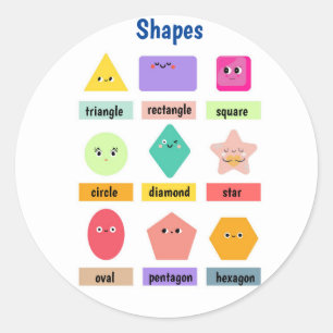 Sticker Rond Joli et coloré Apprenez vos formes
