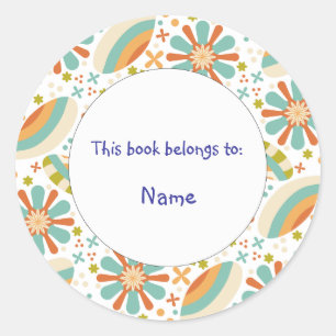 Sticker Rond joli et coloré dessin floral abstrait