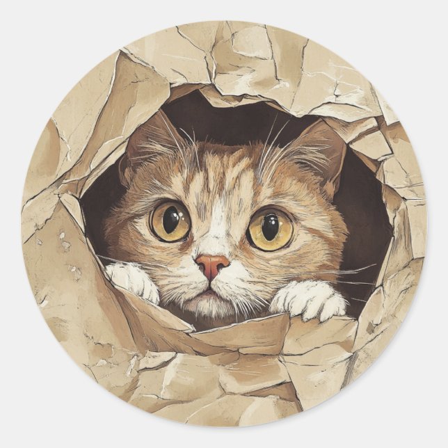 Sticker Rond Joli et joueur chaton (Devant)