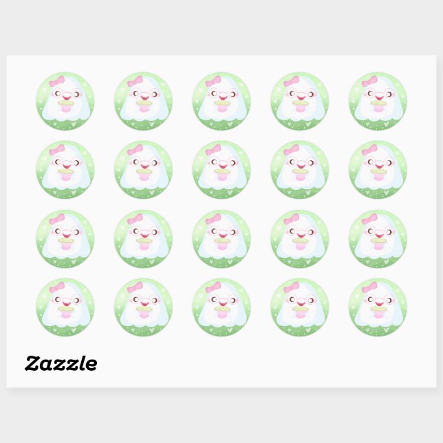 Sticker Rond Joli Fantôme de Latte au Matcha (Feuille)