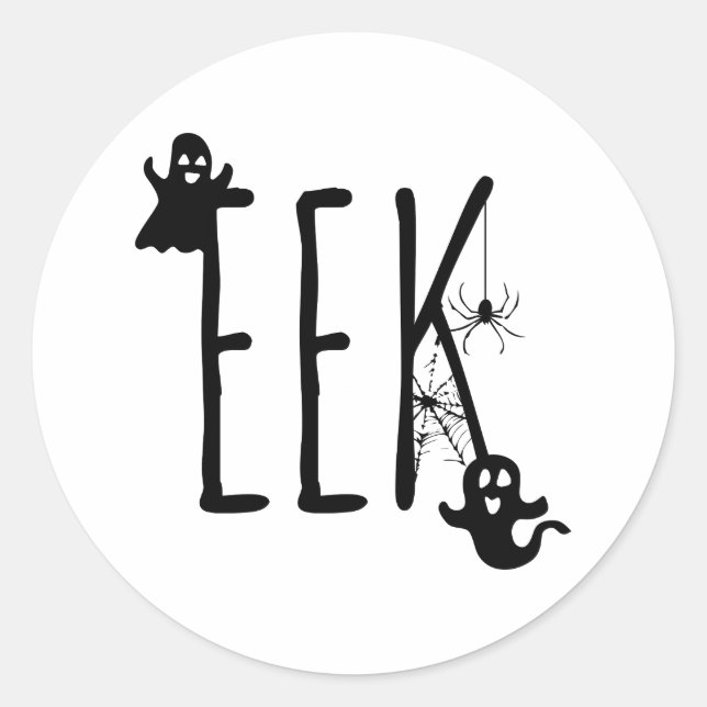 Sticker Rond Joli Fantôme D'Halloween, Eek (Devant)