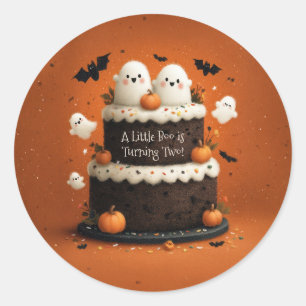 Sticker Rond Joli fantôme d'Halloween Un petit Boo 