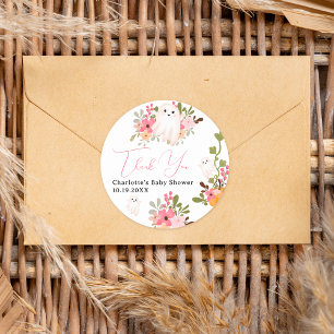 Sticker Rond Joli fantôme floral citrouille petit baby shower d