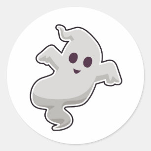 Sticker Rond Joli Fantôme Volant Convivial Cartoon Halloween
