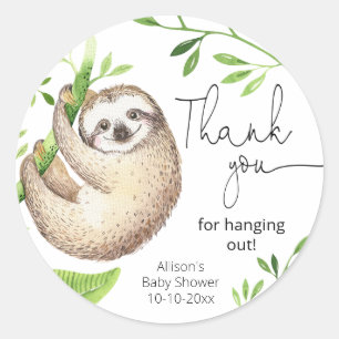 Sticker Rond Joli feuilles tropicaux vert pâle