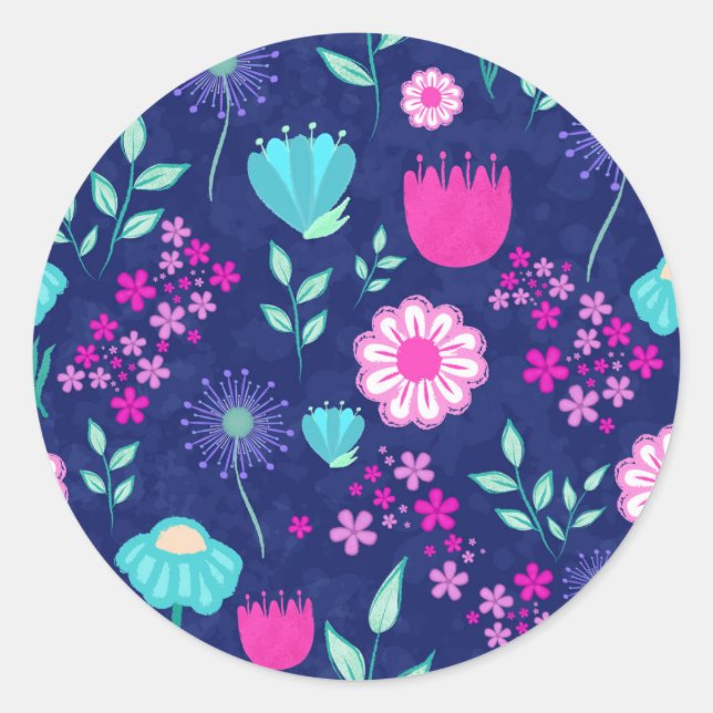 Sticker Rond Joli fond à motif floral (Devant)