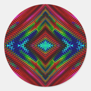 Sticker Rond ~ Joli Fractal multicolore ~