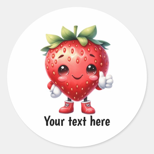 Sticker Rond Joli fruit de fraise personnalisable  (Devant)