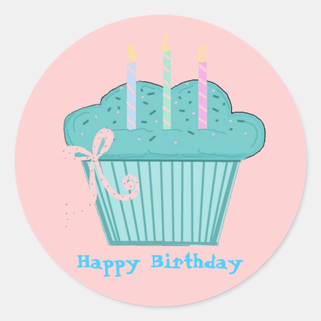 Sticker Rond Joli gâteau d'anniversaire (Devant)
