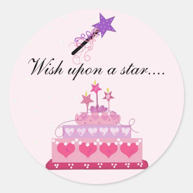 Sticker Rond Joli gâteau et étoiles avec citation (Devant)
