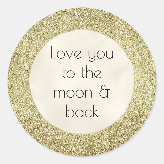 Sticker Rond Joli Gold Glitzy Parties scintillant Love (Devant)