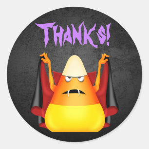 Sticker Rond Joli Halloween Candy Corn Merci! Merci