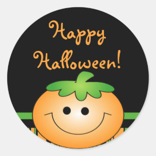 Sticker Rond Joli Halloween Citrouille