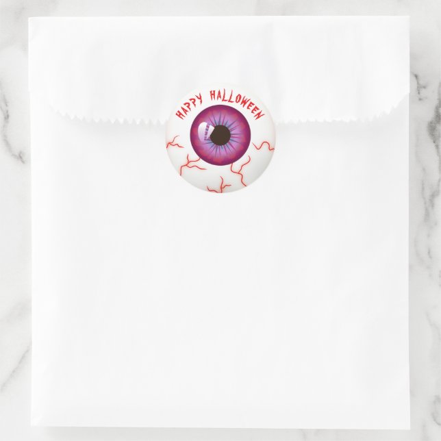Sticker Rond Joli Halloween Éffrayant Bloodshot Eyeball amusant (Sac)