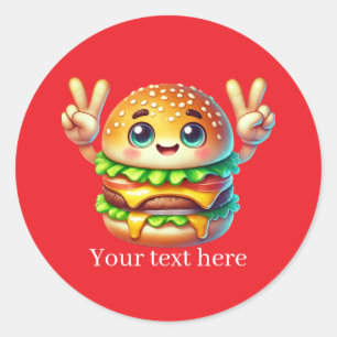Sticker Rond Joli hamburger d'entreprise personnalisable