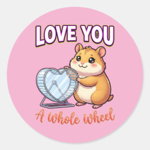 Sticker Rond Joli hamster de la Saint-Valentin – Je t'aime à fo