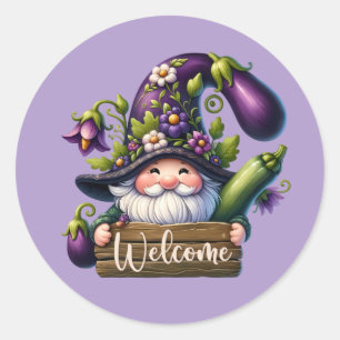 Sticker Rond Joli jardin d'accueil gnome