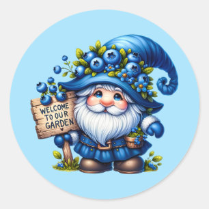 Sticker Rond Joli jardin d'accueil gnome