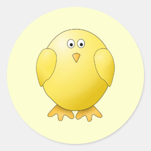 Sticker Rond Joli Jaune. Petit Oiseau.