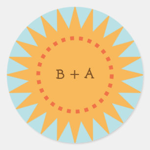 Sticker Rond Joli joint d'enveloppe du soleil de caricature jau