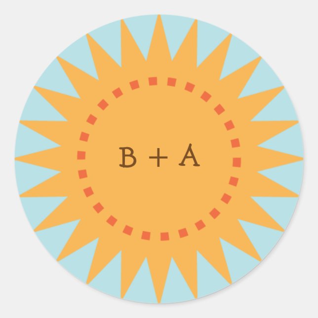 Sticker Rond Joli joint d'enveloppe du soleil de caricature jau (Devant)