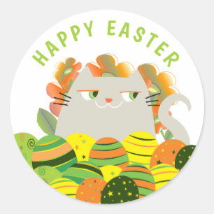 Sticker Rond Joli Kawaii Joyeuses Pâques