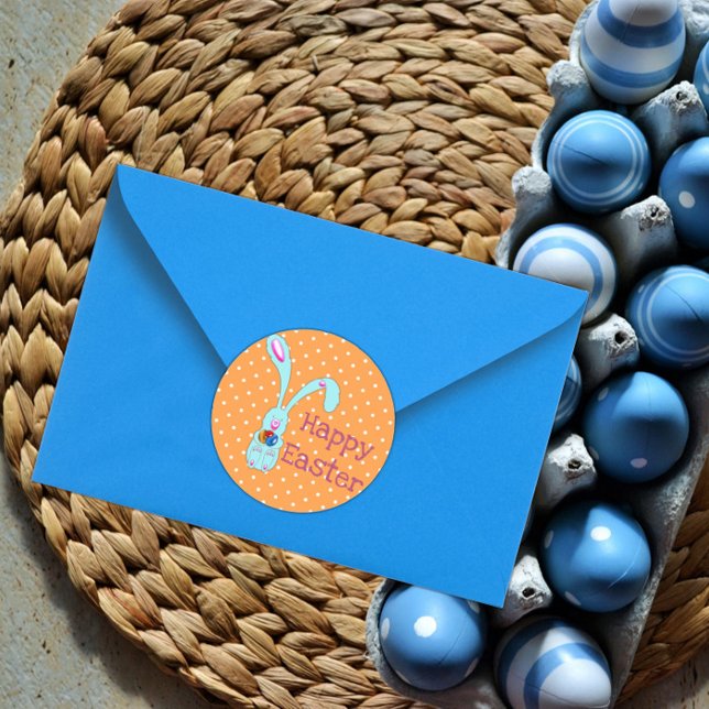 Sticker Rond Joli lapin bleu Pâques (Créateur téléchargé)