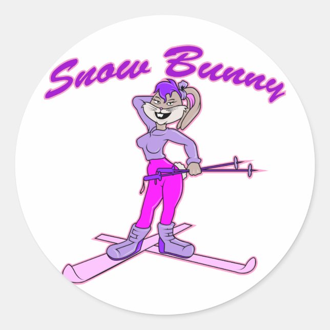 Sticker Rond Joli Lapin De Neige (Devant)