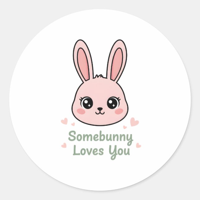 Sticker Rond Joli Lapin de Pâques (Devant)