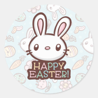 Sticker Rond Joli lapin de Pâques