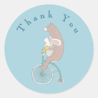 Joli lapin et ours Brown équitation un vélo Merci
