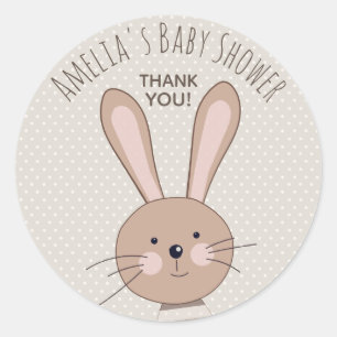 Sticker Rond Joli lapin et points Douche bébé