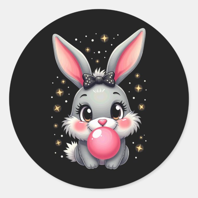Sticker Rond Joli lapin lapin de Pâques Bubble Gum (Devant)