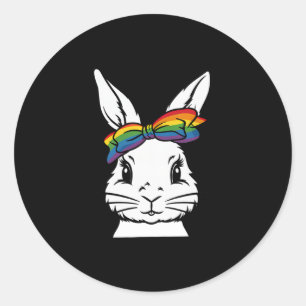 Sticker Rond Joli lapin lapin Face Tie Dye Gles Girl Happy Eas